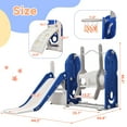 thumbnail image 2 of 5 in 1 Toddler Slide and Swing Set, Kids Play Climber Slide Swing Playset with Safety Belt, Basketball Hoop and Storage Space for Toddlers Age 1-3, Freestanding Slide Playset for Indoor Outdoor, Blue, 2 of 9