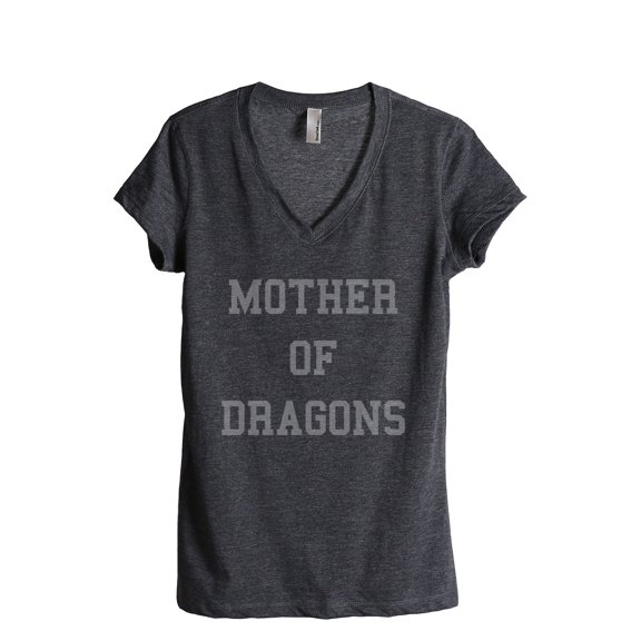 Thread Tank Mother of Dragons Women's Relaxed V-Neck T-Shirt Tee Charcoal Small