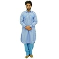 thumbnail image 2 of Atasi Men's Pathani Style Men's Salwaar Kameez Blue Punjabi Shirt-XX-Large, 2 of 7