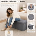 thumbnail image 3 of Folding Storage Ottoman Bench, 43 Inch Gray Fabric Storage Bench with Cushion Lid, Foot Rest Stool for Bedroom Entryway & Living Room, 3 of 8