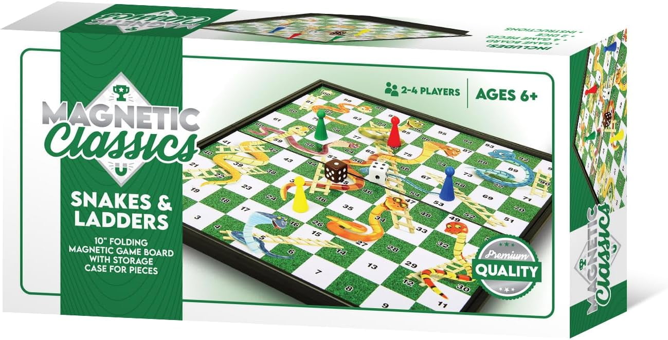 Tradeopia Magnetic Classics – 10 Inch Magnetic Snakes & Ladders, Magnetic Classic Game