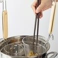 thumbnail image 5 of Bamboo Handle Spider Strainer - 13.7" Stainless Steel Mesh Skimmer for Pasta, Dumplings & Deep Frying | Multi-Purpose Kitchen Basket with Hooks | Dishwasher Safe Food Strainer Clearance, 5 of 9