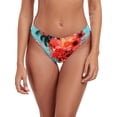 thumbnail image 4 of Ocean Blues Women's High Leg Bikini Bottom Mid Rise Swim Bottom Cheeky Floral Print Bathing Suit Bottom, Size S, 4 of 7