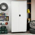 thumbnail image 5 of Fesbos Metal Storage Cabinet, 73" H Tall Steel Tool Cabinets with Wheels Lockable Doors and Adjustable Shelve, White Garage Cabinet for Home,Kitchen, School, Office, 5 of 11
