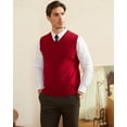 thumbnail image 5 of Kallspin Men's Sweater Vest Cotton V Neck Relaxed Fit Knit Sleeveless Pullover Sweater(Red,Small), 5 of 9