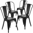 thumbnail image 2 of Emma + Oliver 4 Pack Black Metal Indoor-Outdoor Stackable Chair - Restaurant Chair - Bistro Chair, 2 of 12