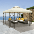 thumbnail image 2 of Dolemoduo 2-Tier Replacement Gazebo Canopy Top Patio 10'x10' PU Water Resistance Gazebo Canopy Replacement Top Cover-Off white, 2 of 6