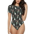 thumbnail image 2 of Picia Christmas cute deer old man Womens One Piece Swimsuits Modest Tummy Control Bathing Suits Lace Up Slimming Swim Suit-Small, 2 of 9