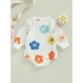 thumbnail image 4 of Seyurigaoka Infant Baby Spring Autumn Jumpsuit Colorful Flora Print Bodysuits Long Sleeve Round Neck Ribbed Romper Tops for Boys Girls, 4 of 7
