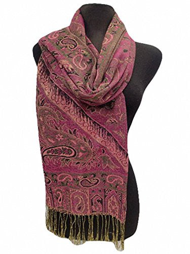 PASHMINA SCARF SCARF MAN WOMAN FRINGES STRIPED RED PINK VIOLET BLUE GREEN S 