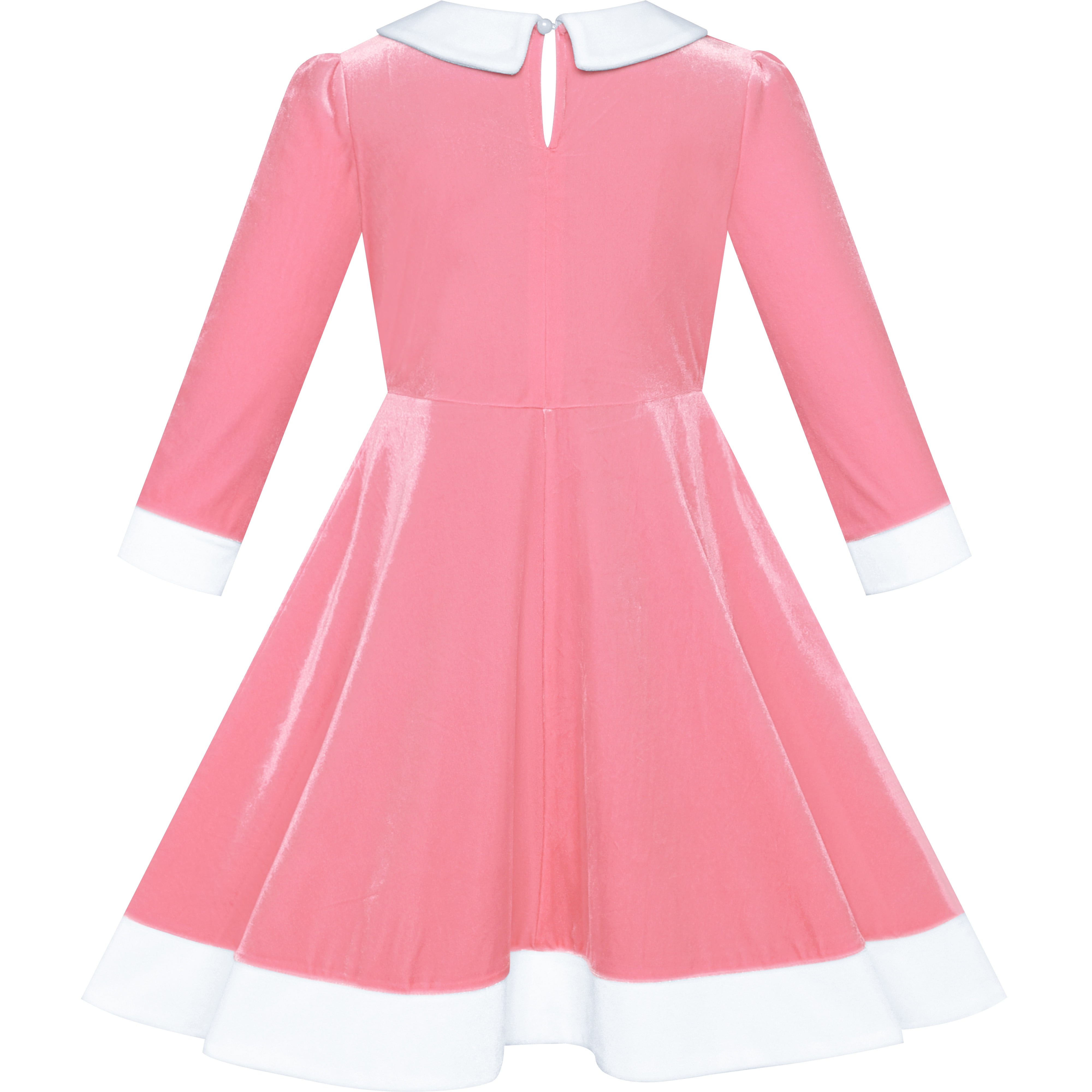 Girls Dress White Collar Velvet Long 