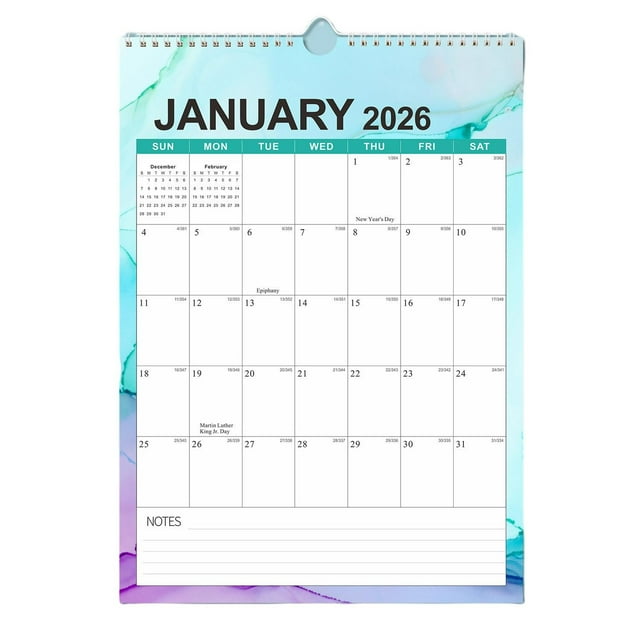 WLOELOEW 2026 To 2027 Multinational Holiday Calendar 18 Month Planner With Hanging Hook For Wall Or Desk Paper Material