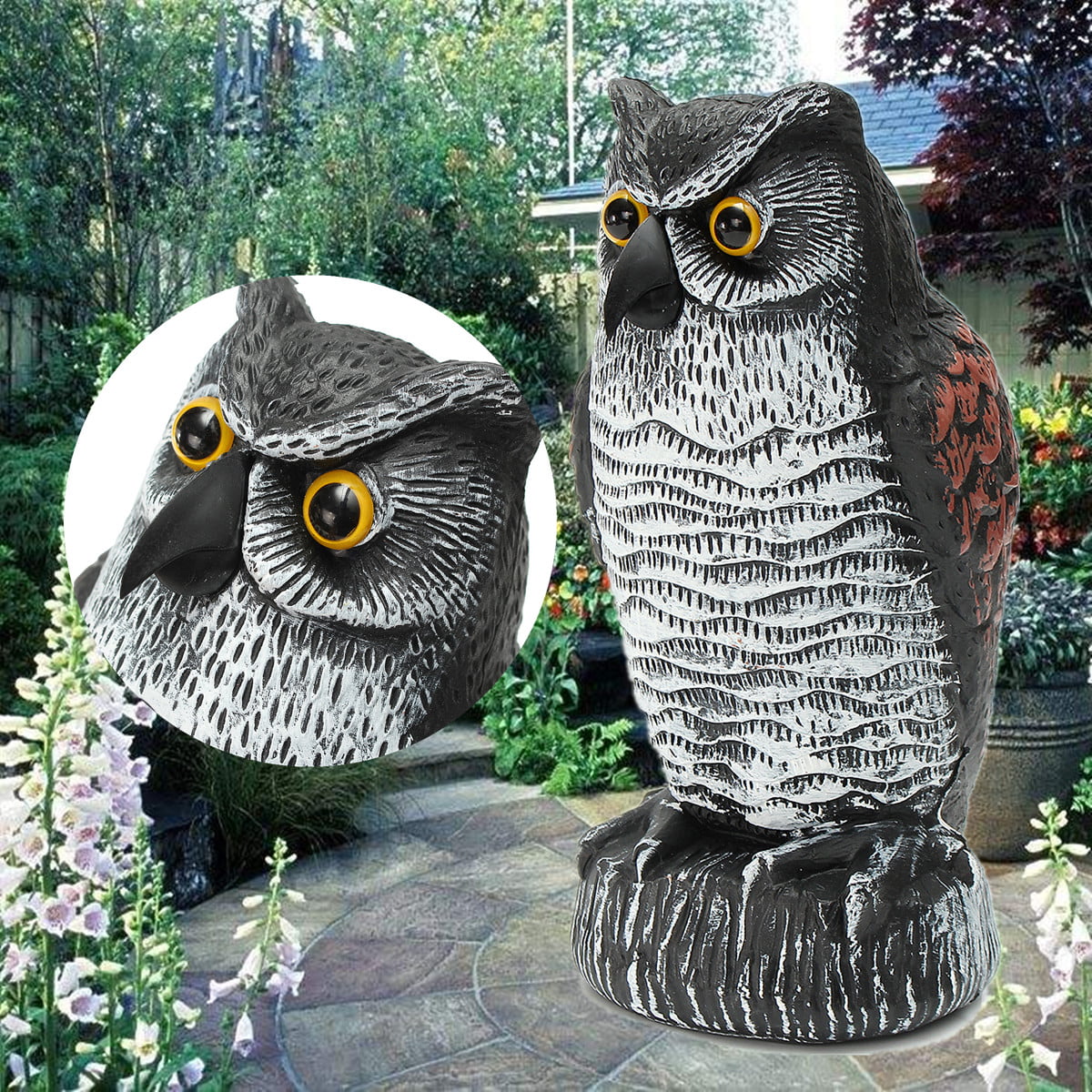 Synthetic Resin Owl Hunting Decoy Garden Yard Landscape Decoration Outdoor 
