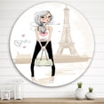 thumbnail image 2 of Designart 'Cute Girl By The Tour Paris Eiffel Tower' Children's Art Circle Metal Wall Art 29x29 - Disc of 29, 2 of 5