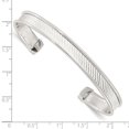 thumbnail image 2 of 7.15mm 925 Sterling Silver Polished Silver Plated Textured Cuff Bangel Bracelet Cuff Bracelet for Women, 2 of 2