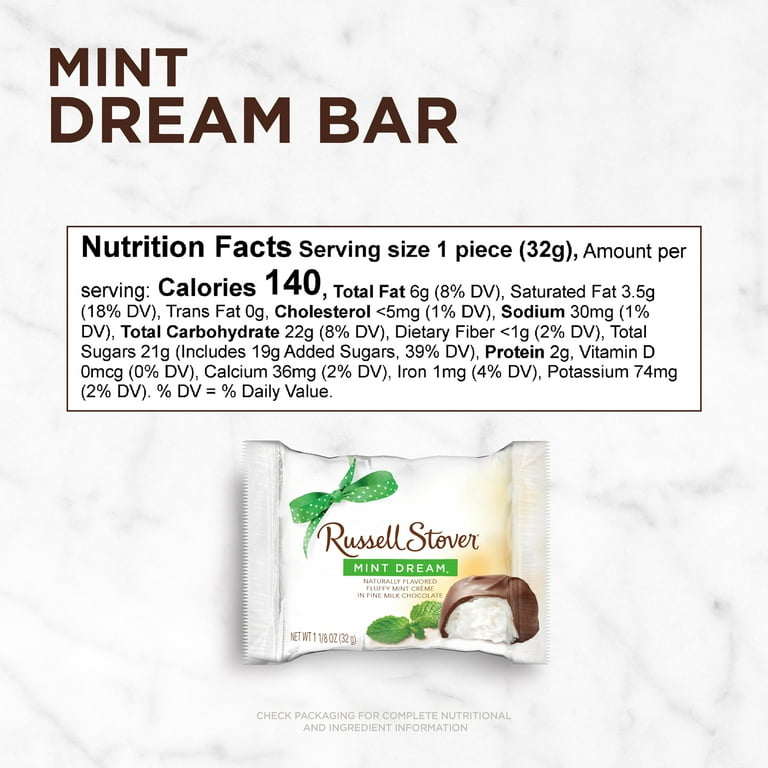 Russell Stover, Mint Dream Milk Chocolate Candy, 1.125 oz, Pack of