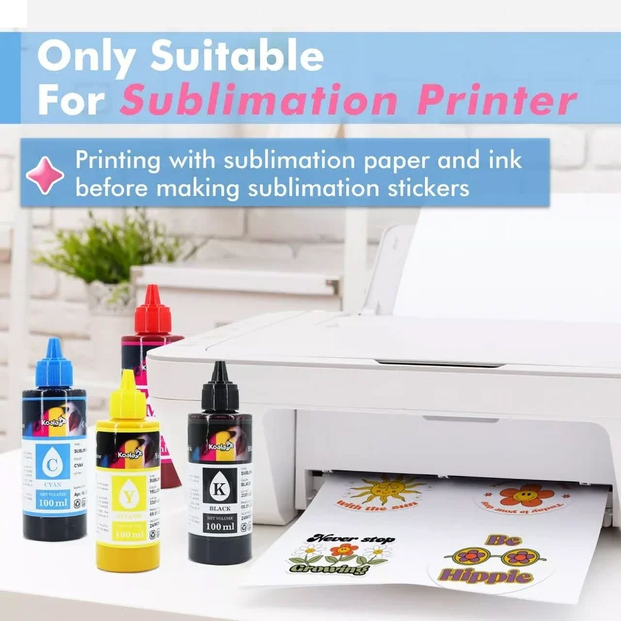 Koala Sublimation Sticker Paper Waterproof, 100 Sheets Bulk, Glossy White, 8.5x11 for Sublimation Heat Transfer