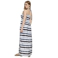 thumbnail image 5 of LA LEELA Women's Summer Boho A line Slit Maxi Beach Dress Smocked Top Evening Long Strapless Tube Dresses for Women L-XL Grey Stripe, 5 of 7