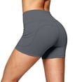thumbnail image 4 of 6" Biker Shorts Women Tummy Control with Pockets High Waisted Yoga Shorts for Women Running Gym and Workout Navy M, 4 of 7