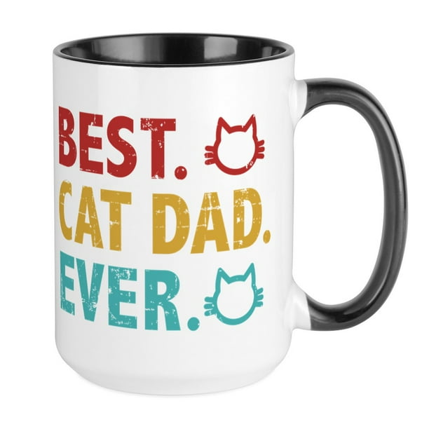 CafePress Best Cat Dad Ever Mugs 15 oz Ceramic Large Mug