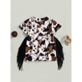 thumbnail image 2 of Faithtur Robe Western pour Bébé Fille, Manches Courtes Col Rond Imprimé Cheval/vache Robe T-Shirt, 2 of 8