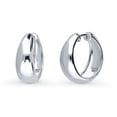 thumbnail image 4 of BERRICLE Sterling Silver Dome Statement Fashion Hoop Huggie Earrings for Women, Rhodium Plated, 3 Pairs, 4 of 18