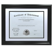 Lawrence Frames Black 11x14 Matted to 8.5x11 Document Frame with Double Bevel Cut