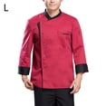 thumbnail image 2 of Chaqueta de chef unisex-adulto manga larga de manga larga tela de algodón de bolsillo para hombre para hombre para otoño e invierno restaurante hotel rojo l kenally LF000335-12, 2 of 7