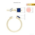 thumbnail image 5 of ANGARA Natural Two-Stone Square Blue Sapphire & Pear Diamond Open Ring in 14K Yellow Gold for Women (Size-5mm) | September Birthstone, Anniversary, Jewelry Gift for Women | Natural Blue Sapphire Ring, 5 of 9