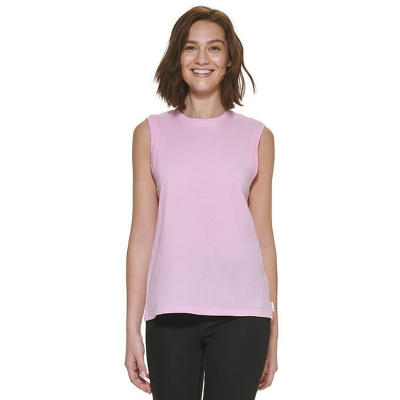 Calvin Klein Crewneck Sleeveless Cotton Top Pink Pulse XS B4HP