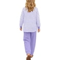thumbnail image 4 of Xdegoge Tween Girls Pajamas Sets 2 Piece Lounge Soft Long Sleeve Plaid Checkered Top and Jogger Pants Matching Set Comfy Daily Sleepwear Pjs, 4 of 6