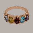 thumbnail image 6 of LBG British Made 14k Rose Gold Natural Multi Gemstone Womens Eternity Ring - 33 size options - Size 10.5, 6 of 8