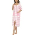 thumbnail image 5 of WBQ Women's Zipper Front House Coat Plaid House Dresss Short Sleeves Robe Zip up Bathrobes Loose Casual Nightgown Christmas Plaid Housecoat with Pockets, S-2XL, 5 of 6