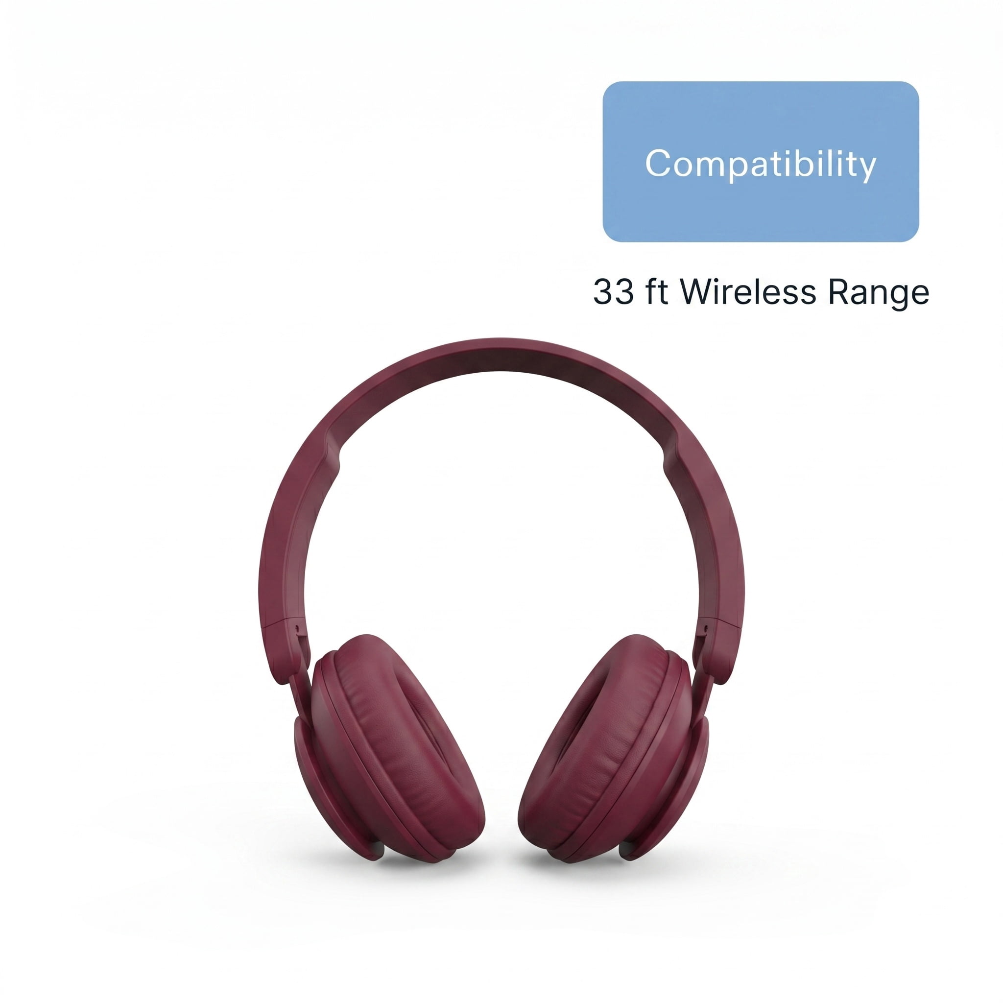 onn Wireless On-Ear Headphones, Cherry