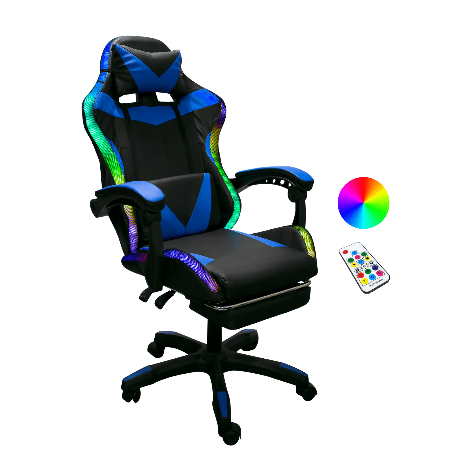Silla Gaming Con Reposapies Y Luz Led Premium Gamer Titano SGCRPLED01BL ...