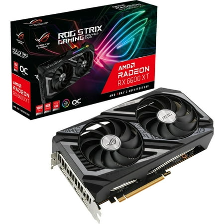 ASUS AMD Radeon 6600XT - PCI Express 4.0 8GB GDDR6 SDRAM Gaming Graphics Card, Black/Gray (ROG-STRIX-RX6600XT-O8G-GAMING)