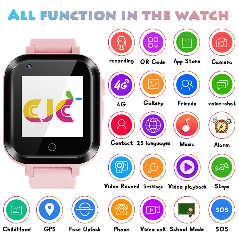 4G Kids Smartwatch with GPS Tracker Texting and Calling,Smart Watch for  Kids,2 Way Call Camera Voice & Video Call SOS Alerts Smart Watch Smartphone  Cell Phone Wrist Watch,4-12 Years Boys Girls Gifts 