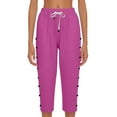 thumbnail image 4 of Cyglowse Capris for Women Petite Length Plus Size Pull on Pedal Pushers Dress Capris Summer Wide Leg Casual Cropped Pants with Pockets Hot Pink S, 4 of 5