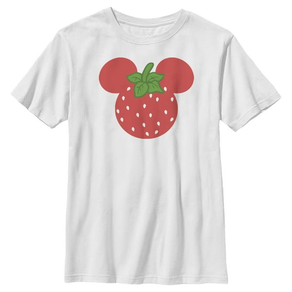Boy's Mickey & Friends Mickey Mouse Strawberry Silhouette  Graphic Tee White Medium