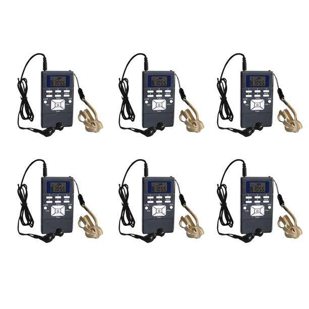 6X Radio Fm Digital Mini Altavoz Receptor Portátil Pantalla Reproductor de Música de Banda Única Pantalla LED Gris Plateado