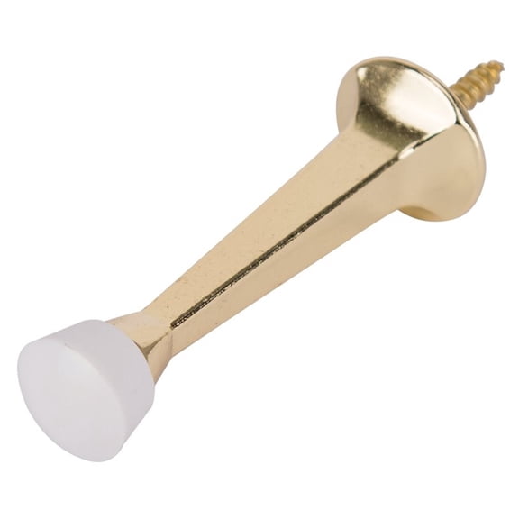 Prosource CL-208P-PB-PS Heavy-Duty Rigid Door Stop, 1 in Dia Base, 3 in Projection, Die-Cast Zinc & Plastic