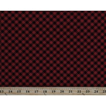 Cotton Red And Black Gingham Checkered Patterned Snow Place Like Home Cotton Fabric Print by the Yard (5171-98)