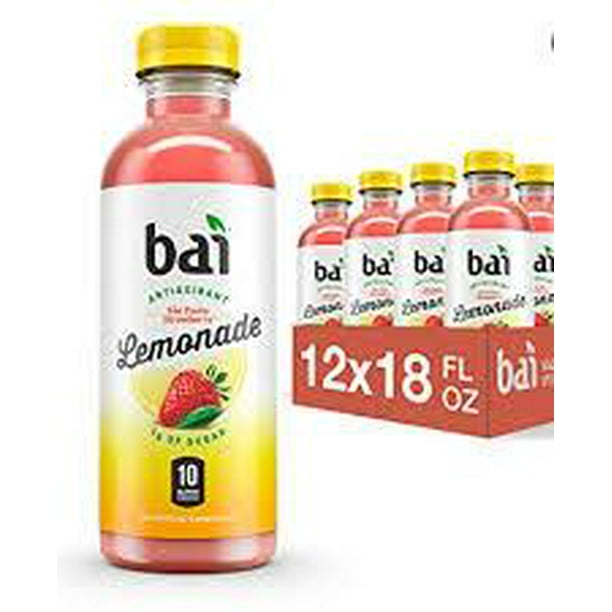 Bai Flavored Water, São Paulo Strawberry Lemonade, Antioxidant Infused Drinks, 18 Fluid Ounce