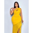 thumbnail image 7 of Womens Plus Size Yellow One Shoulder Hollow Asymmetric High-Low Maxi Dress For Evening Party Wedding Guest, 7 of 7
