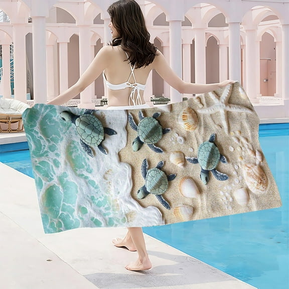 HOARBOEG 55*27in Oversized Beach Towel, Sea Turtle Quick Drying Absorbent Super Soft Towel Sand Free Beach Towel Suitable for Pool Bathroom Camping Men and Women Adult Travel Essentials