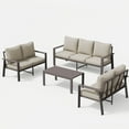 thumbnail image 2 of POTEBAN Aluminum Patio Furniture Set, Modern Metal Outdoor Sectional Sofa, Patio Conversation Sets with Side Table for Poolside, courtyard,Khaki, 2 of 10
