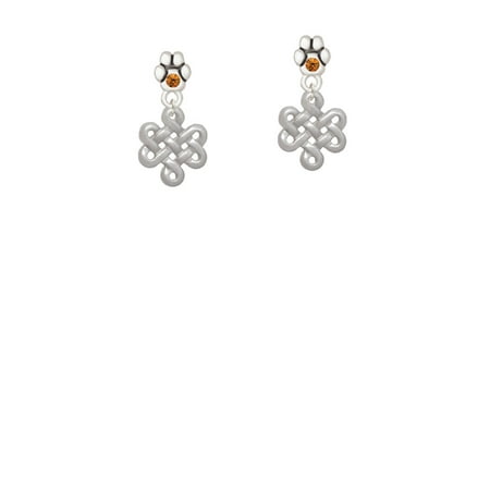 - Medium Open Infinity Knot - Yellow Crystal Paw Earrings