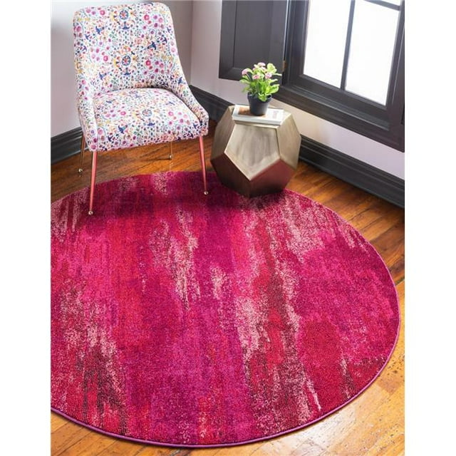 Unique Loom 3128099 8 x 8 Pi Lilly Jardin Tapis Rond&44; Rose