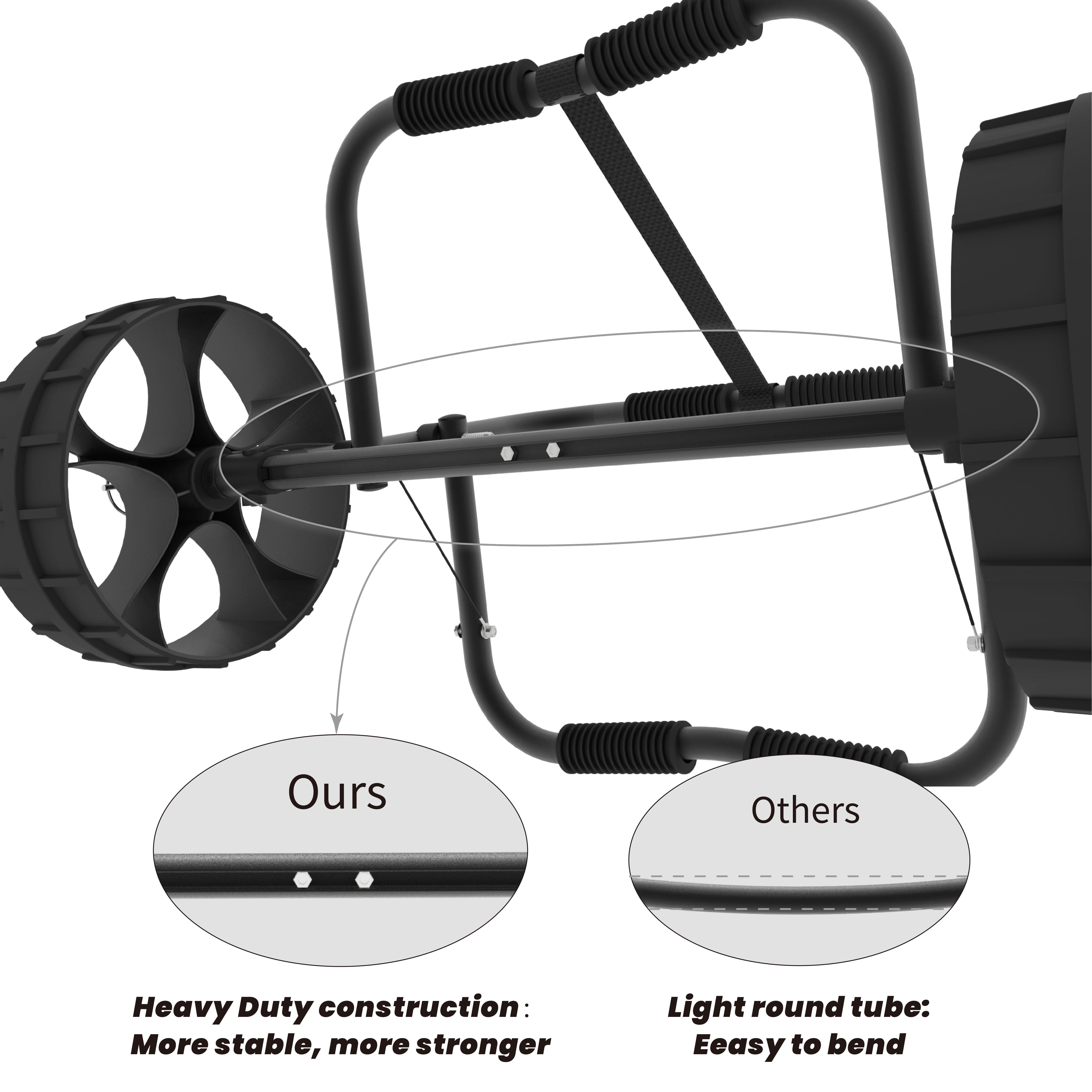 FDB 200LBS Universal Folding Bend Kayak Canoe Boat Carrier Dolly Trailer Tote Trolley Transport Cart Wheel for Carrying Kayaks, Canoes, Paddleboards, Float Mats, Boats Black