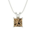 thumbnail image 4 of Clara Pucci 14K White Solid Hypoallergenic Gold 1Ct Champagne Princess Cut Solitaire Designer Necklace Pendant For April, 4 of 7